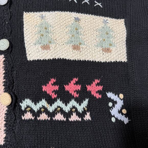 Vintage Kathie Lee Womens Ugly Christmas Sweater Knit Cardigan Pastel Size Large - Picture 3 of 8